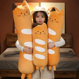 Long Baguette Cute Cat Bread Plushie-Enchanted peach