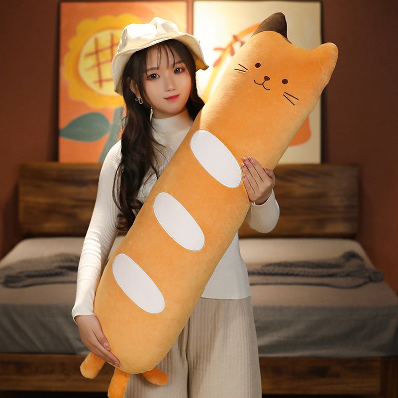 Long Baguette Cute Cat Bread Plushie-Enchanted peach