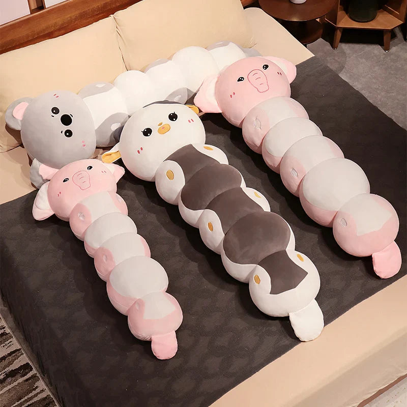 Long Caterpillar Cat Koala Elephant Plushie Collection-Enchanted peach