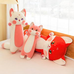 Long Cuddly Sakura Fox Family Plushie-Enchanted peach