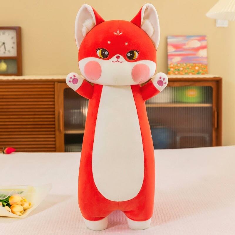 Long Cuddly Sakura Fox Family Plushie-Enchanted peach