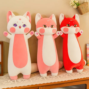 Long Cuddly Sakura Fox Family Plushie-Enchanted peach