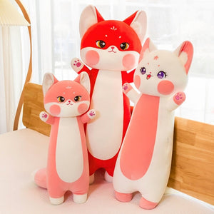 Long Cuddly Sakura Fox Family Plushie-Enchanted peach