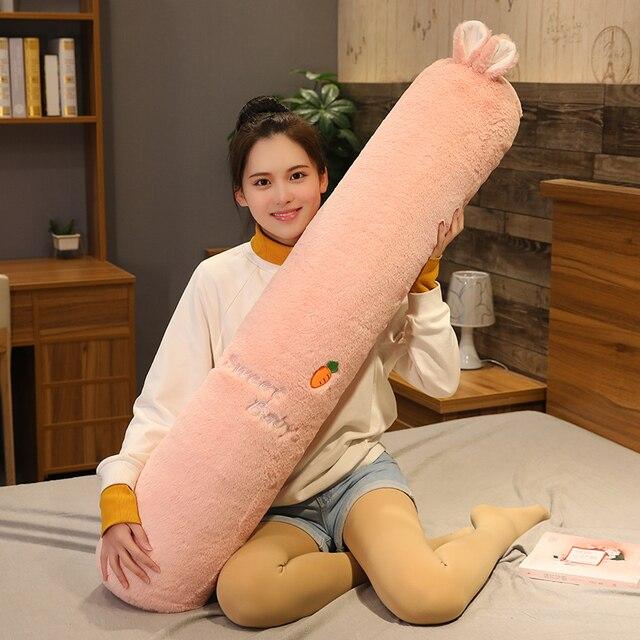 Long Fluffy Animal Body Pillow Plushies-Enchanted peach