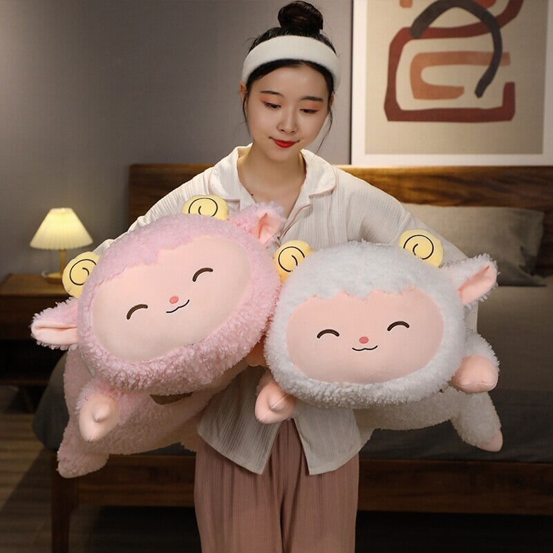 Long Fluffy 'Happy' Alpaca Llama Plush-Enchanted peach