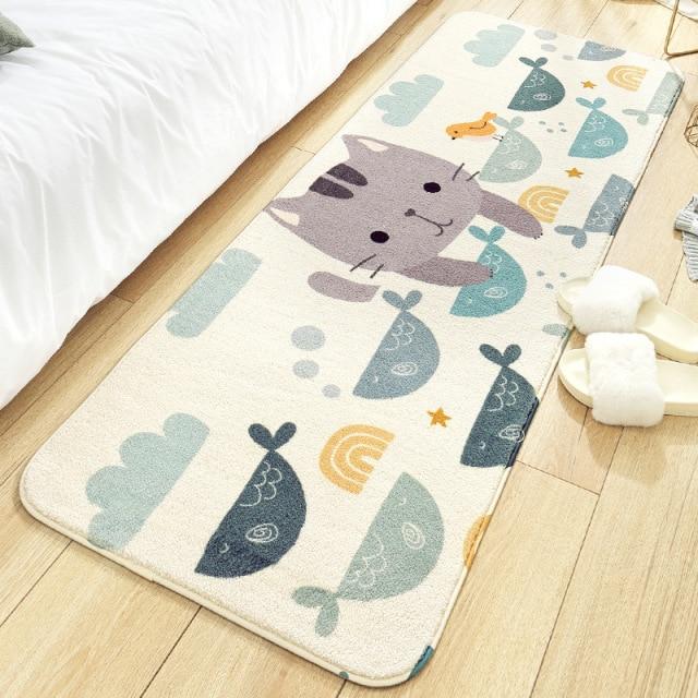 Long Fluffy Kawaii Bedroom Rugs-Enchanted peach