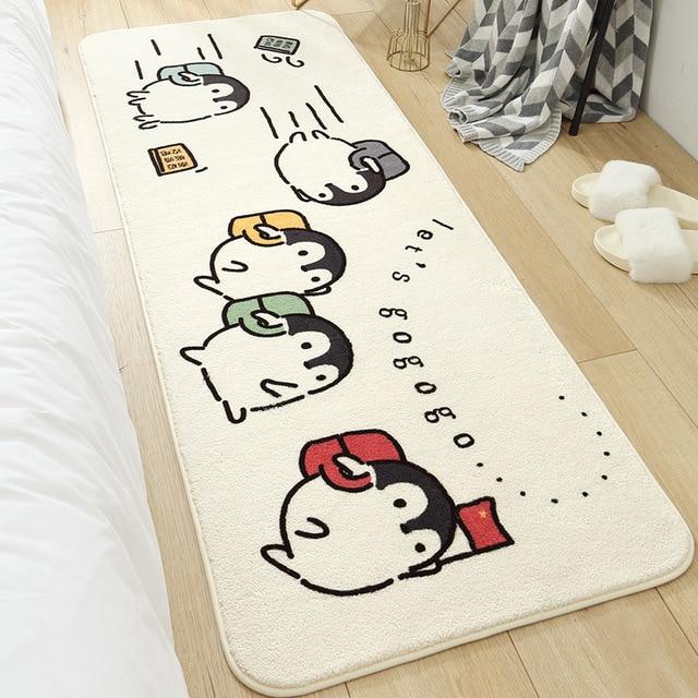 Long Fluffy Kawaii Bedroom Rugs-Enchanted peach