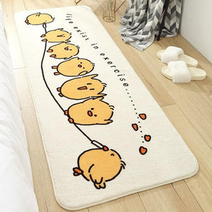 Long Fluffy Kawaii Bedroom Rugs-Enchanted peach