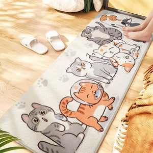 Long Fluffy Kawaii Kitty Cat Bedroom Rugs-Enchanted peach