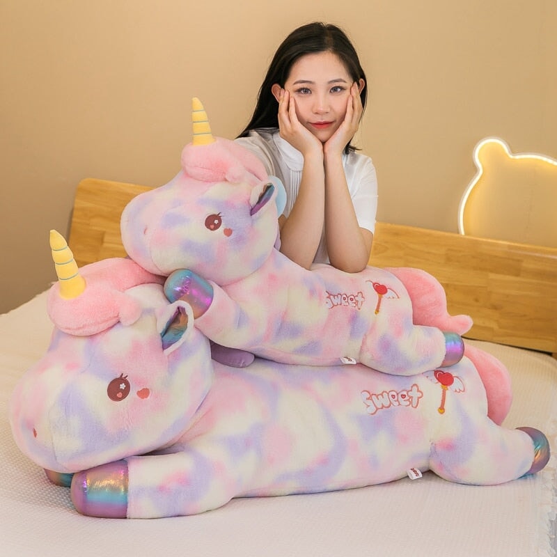 Long Galaxy Unicorn Plushies-Enchanted peach