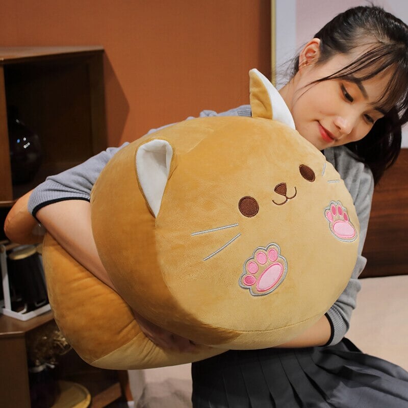 Long Kawaii Shiba Inu Cat Pillow Plush-Enchanted peach