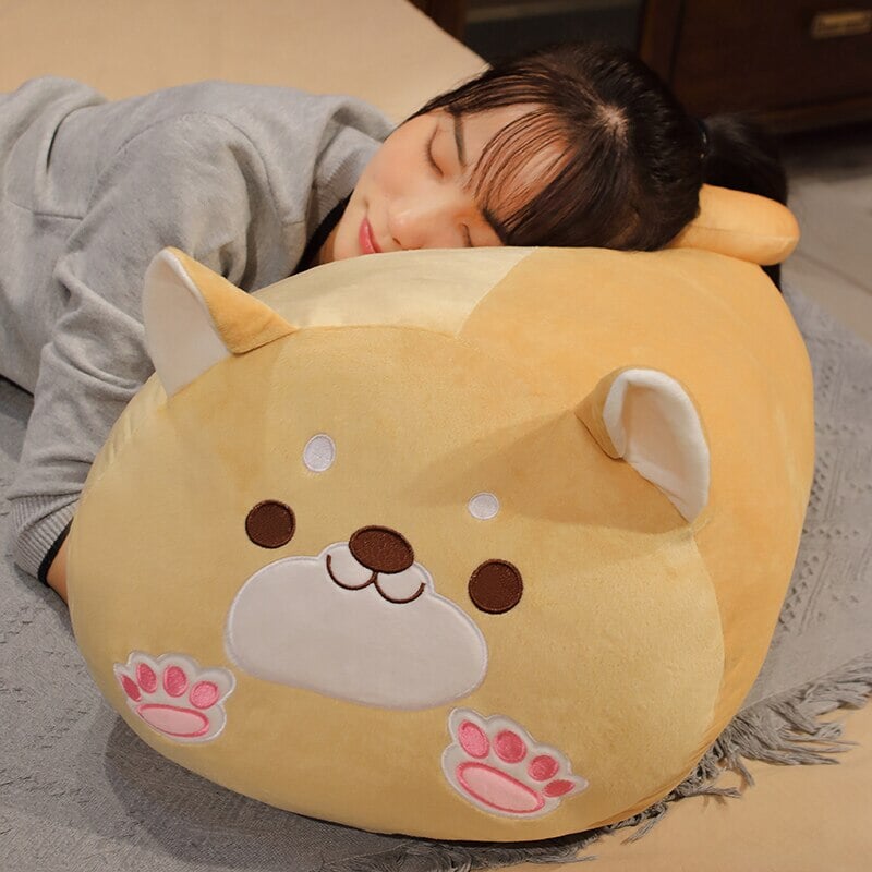 Long Kawaii Shiba Inu Cat Pillow Plush-Enchanted peach