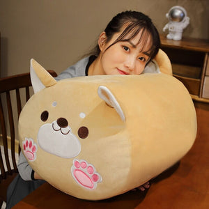 Long Kawaii Shiba Inu Cat Pillow Plush-Enchanted peach