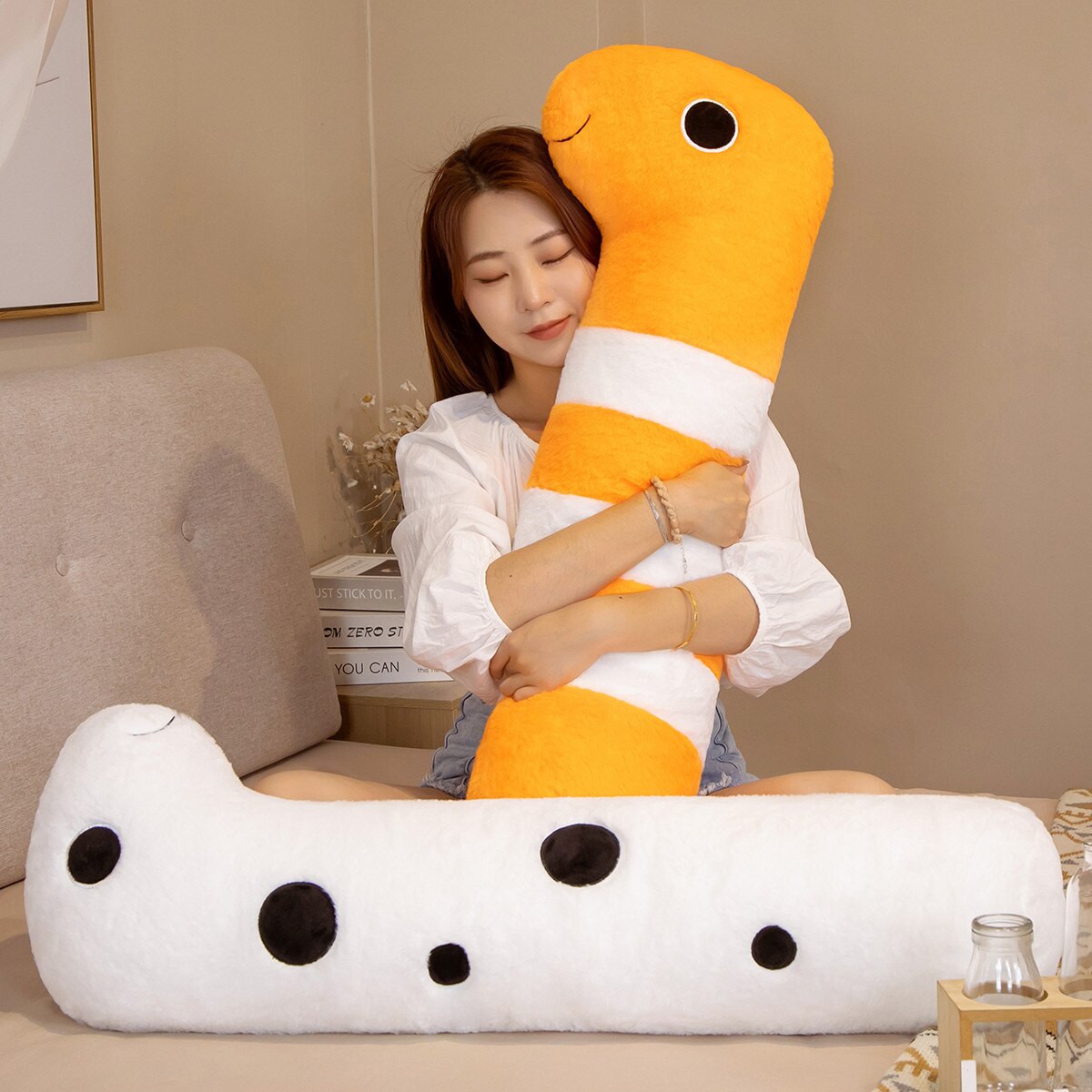 Long Ocean White Orange Eel Plushies-Enchanted peach