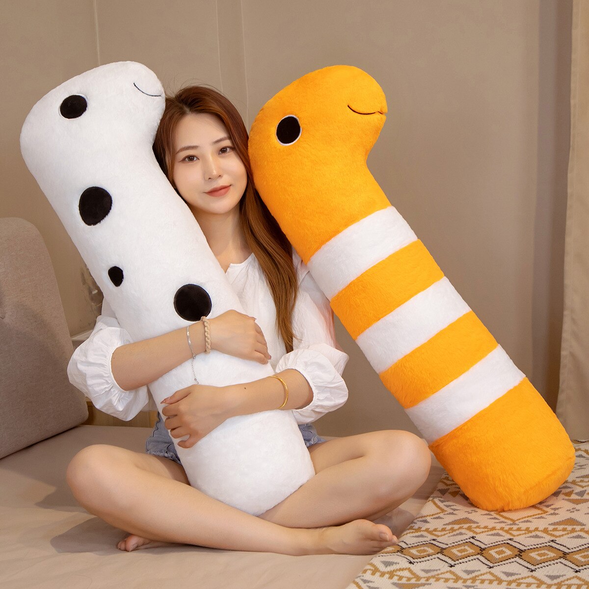 Long Ocean White Orange Eel Plushies-Enchanted peach