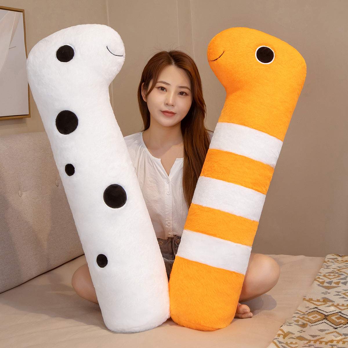 Long Ocean White Orange Eel Plushies-Enchanted peach