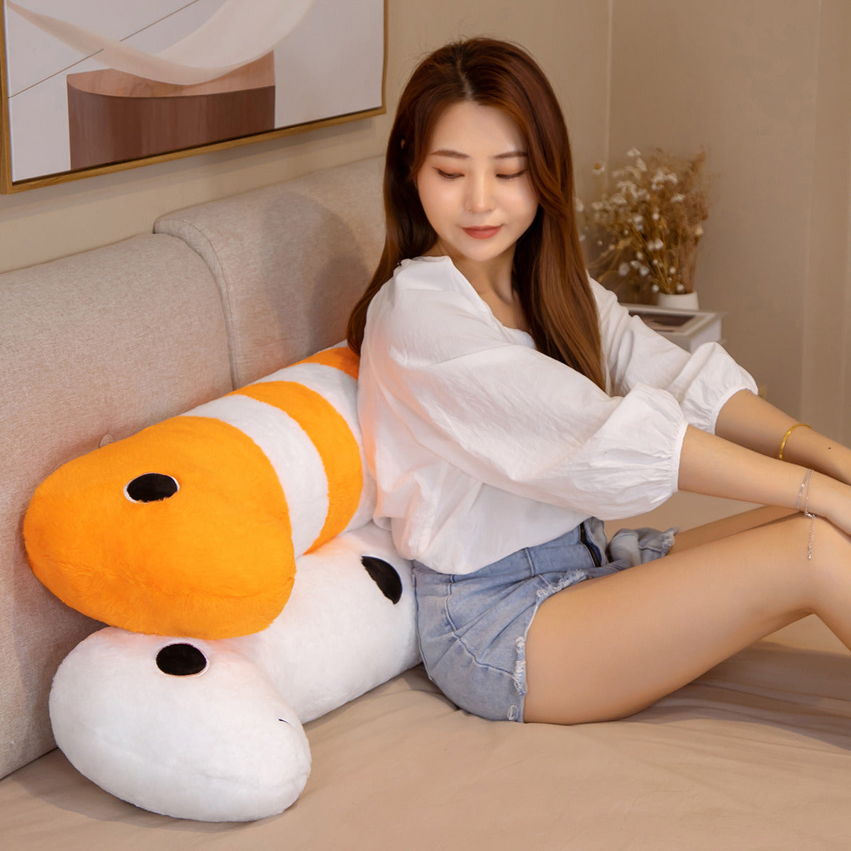 Long Ocean White Orange Eel Plushies-Enchanted peach