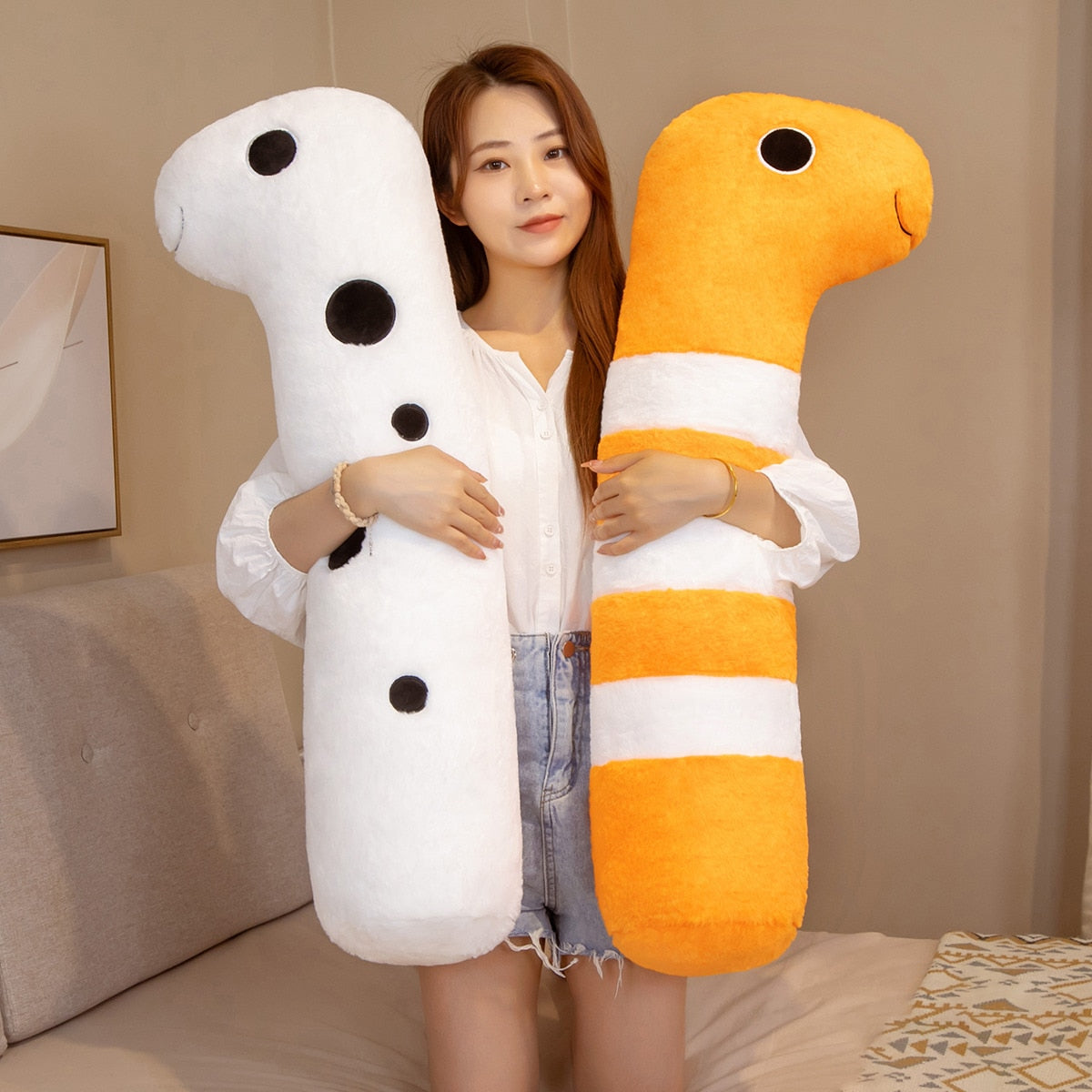 Long Ocean White Orange Eel Plushies-Enchanted peach