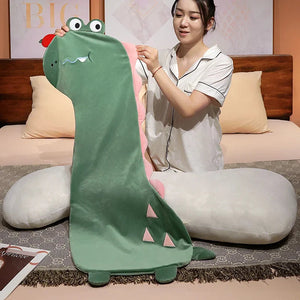 Long Pancake Dino Dog Crocodile Giraffe Pillow Plush-Enchanted peach