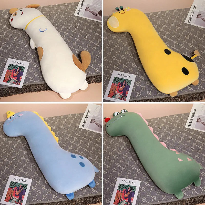 Long Pancake Dino Dog Crocodile Giraffe Pillow Plush-Enchanted peach