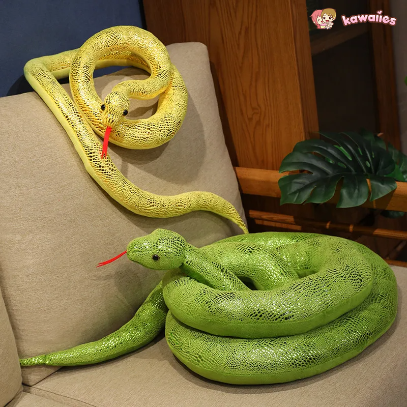 Long Shiny Snake Plushies-Enchanted peach