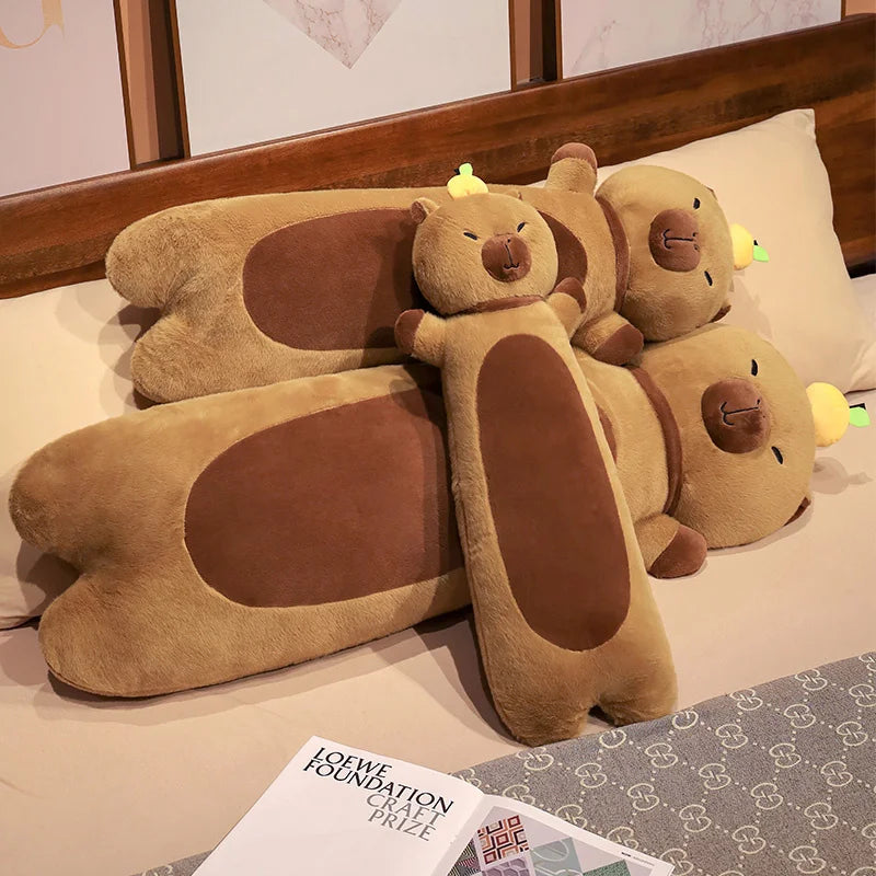 Long Snuggly Capybara with Orange Plushies-Enchanted peach