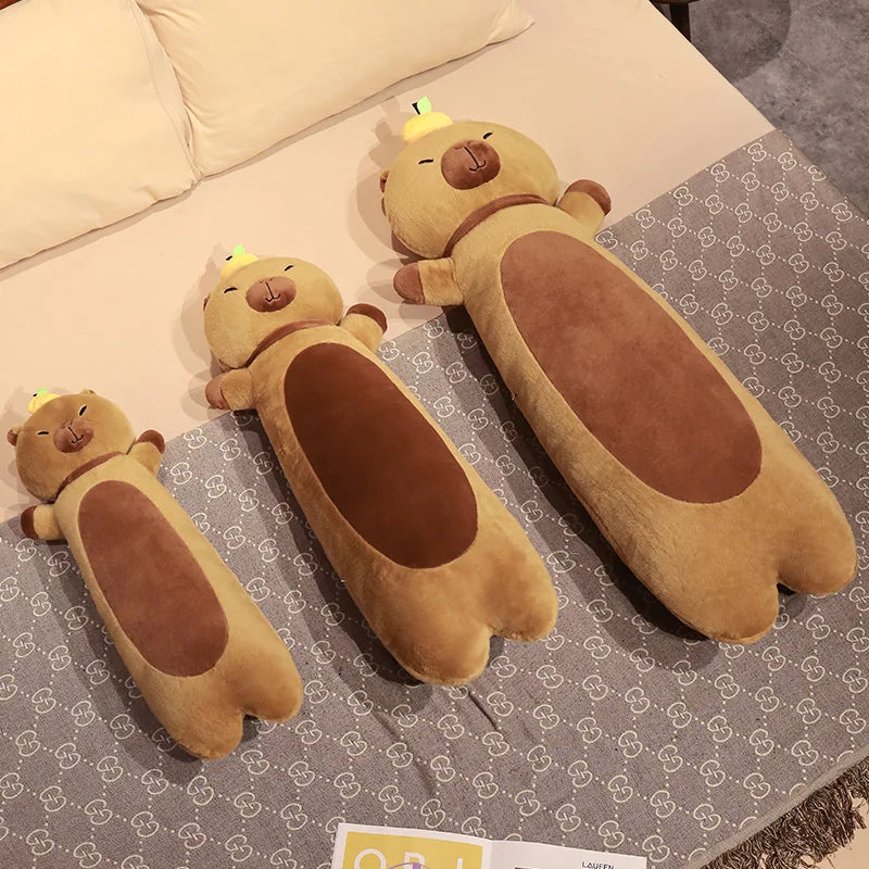 Long Snuggly Capybara with Orange Plushies-Enchanted peach