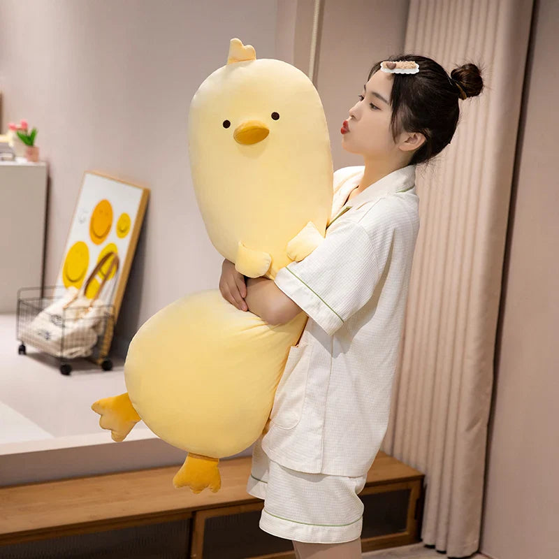 Long Snuggly Yellow Duck Plushie-Enchanted peach