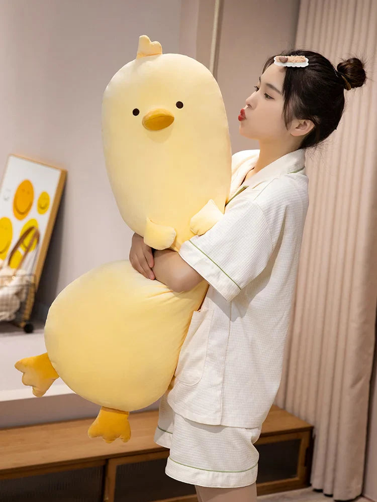 Long Snuggly Yellow Duck Plushie-Enchanted peach