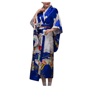 Long Traditional Japanese-themed Cloudy Women's Kimono-Enchanted peach