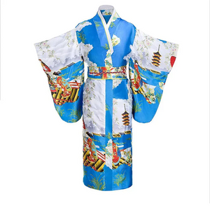 Long Traditional Japanese-themed Cloudy Women's Kimono-Enchanted peach