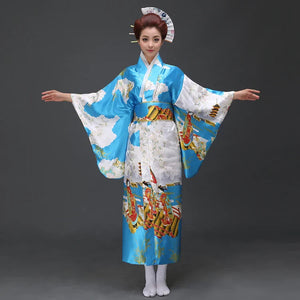 Long Traditional Japanese-themed Cloudy Women's Kimono-Enchanted peach