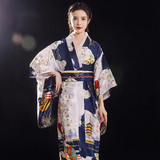 Long Traditional Japanese-themed Floral Women's Kimono-Enchanted peach