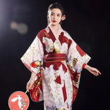 Long Traditional Japanese-themed Floral Women's Kimono-Enchanted peach