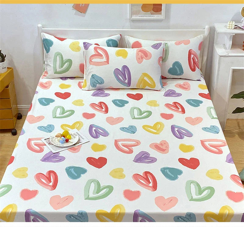 Love Heart Bedsheet & Pillowcases-Enchanted peach