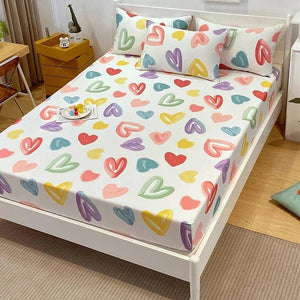 Love Heart Bedsheet & Pillowcases-Enchanted peach