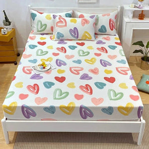 Love Heart Bedsheet & Pillowcases-Enchanted peach