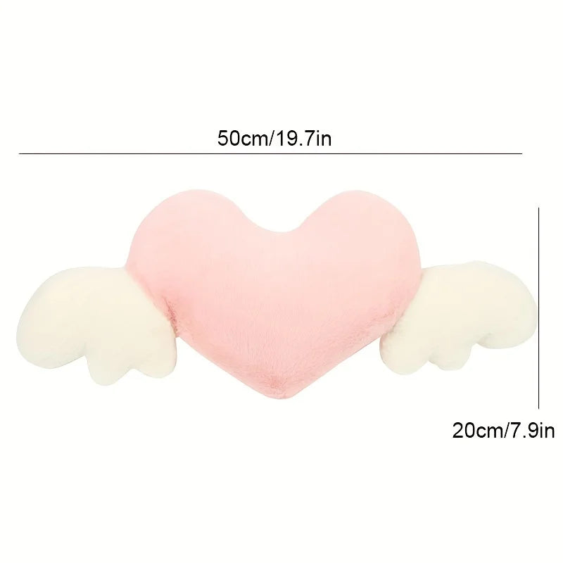 Love Heart Wings Car Head Rest Plush Pillow-Enchanted peach