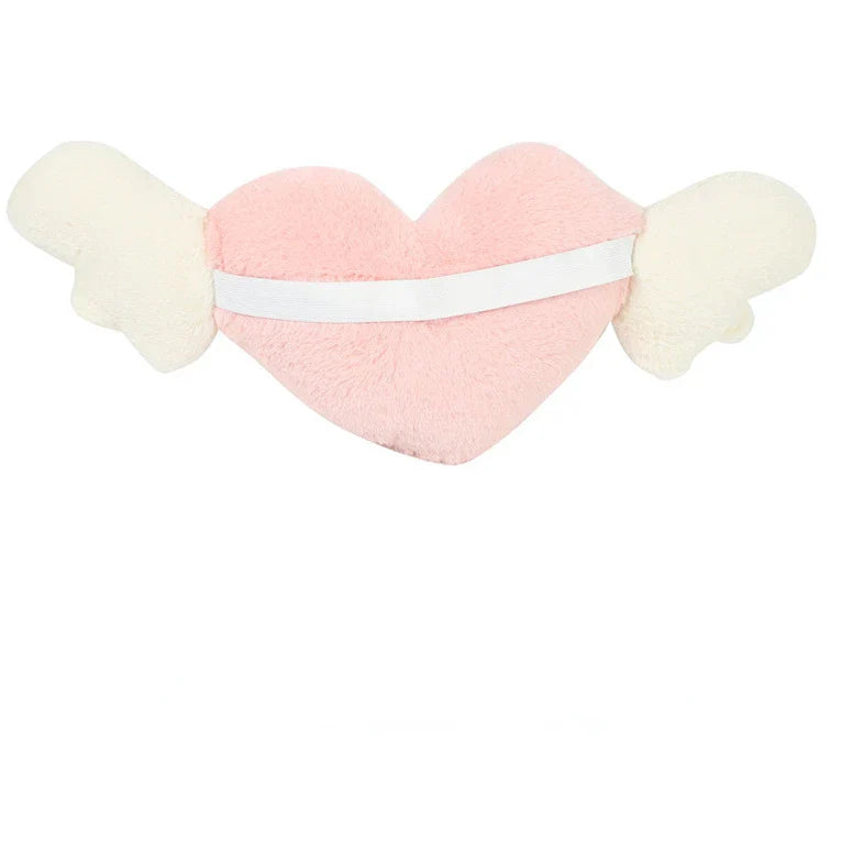 Love Heart Wings Car Head Rest Plush Pillow-Enchanted peach