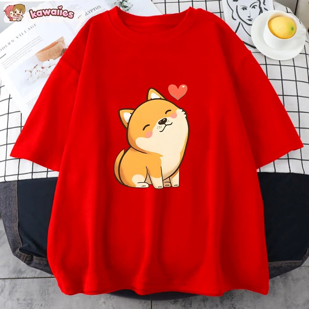 Love Shiba Inu Unisex Tee-Enchanted peach