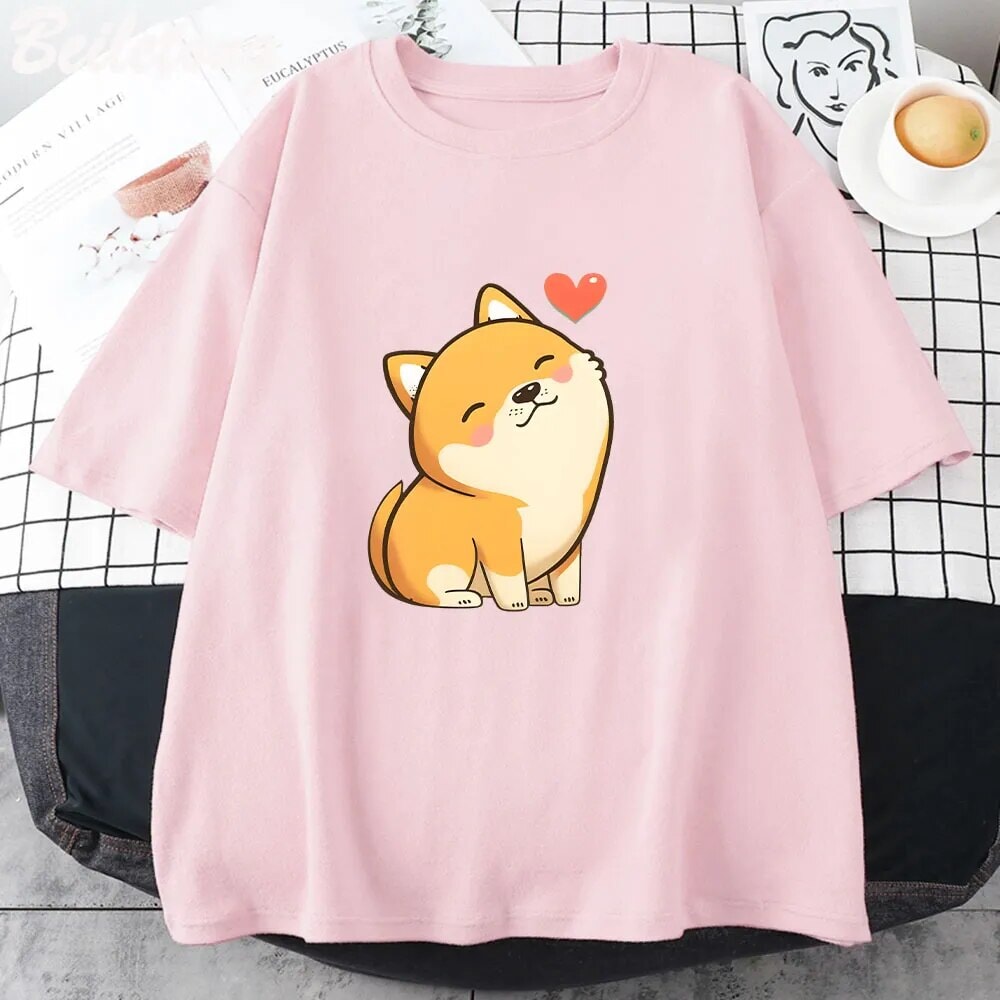 Love Shiba Inu Unisex Tee-Enchanted peach