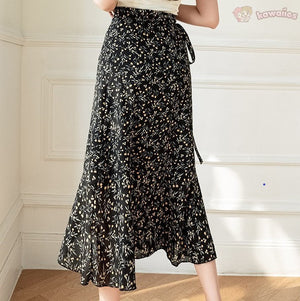 Lovely Floral Midi Wrap Skirt-Enchanted peach