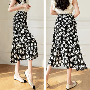 Lovely Floral Midi Wrap Skirt-Enchanted peach