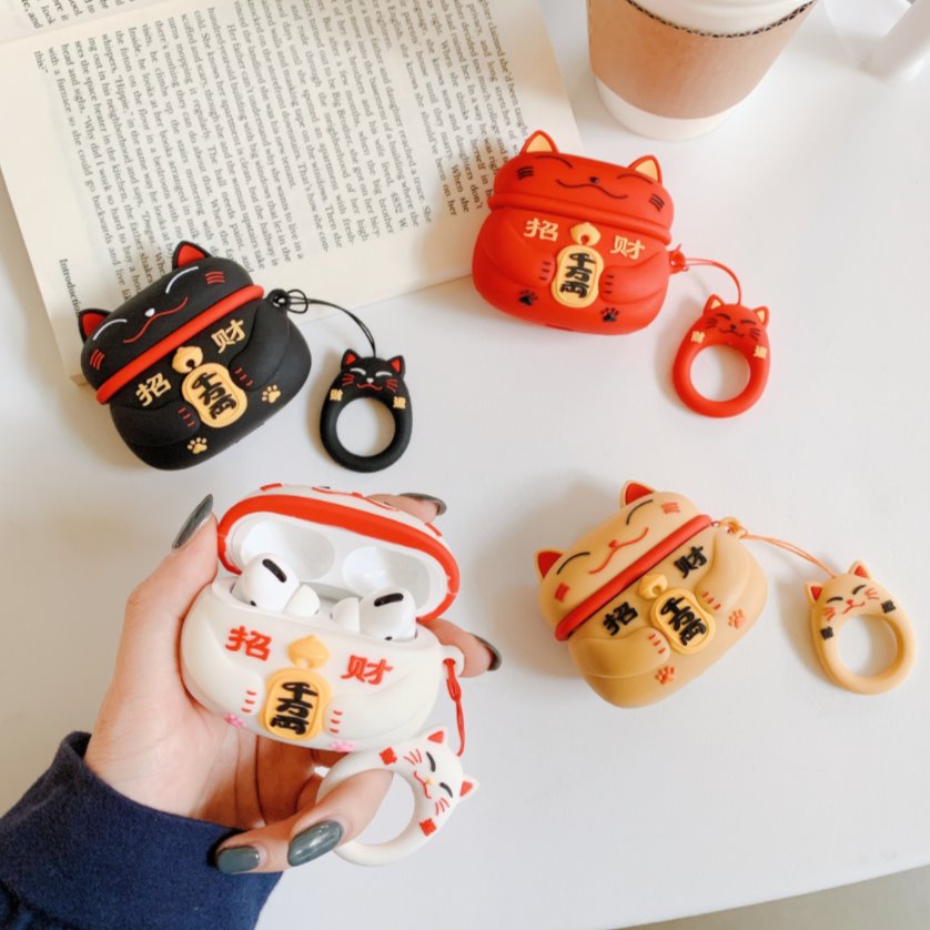 Lucky Cat Airpods Case (1&2&3&Pro) | LIMITED STOCK-Enchanted peach