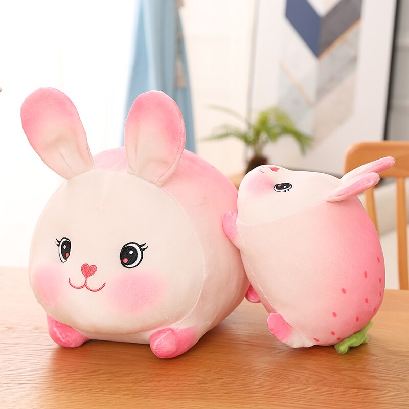 Lucky Strawberry Bunny Plushies-Enchanted peach