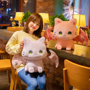 Luna & Solis the Kawaii Sakura Cats with Wings Plushies-Enchanted peach