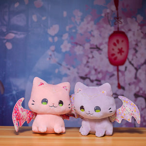 Luna & Solis the Kawaii Sakura Cats with Wings Plushies-Enchanted peach