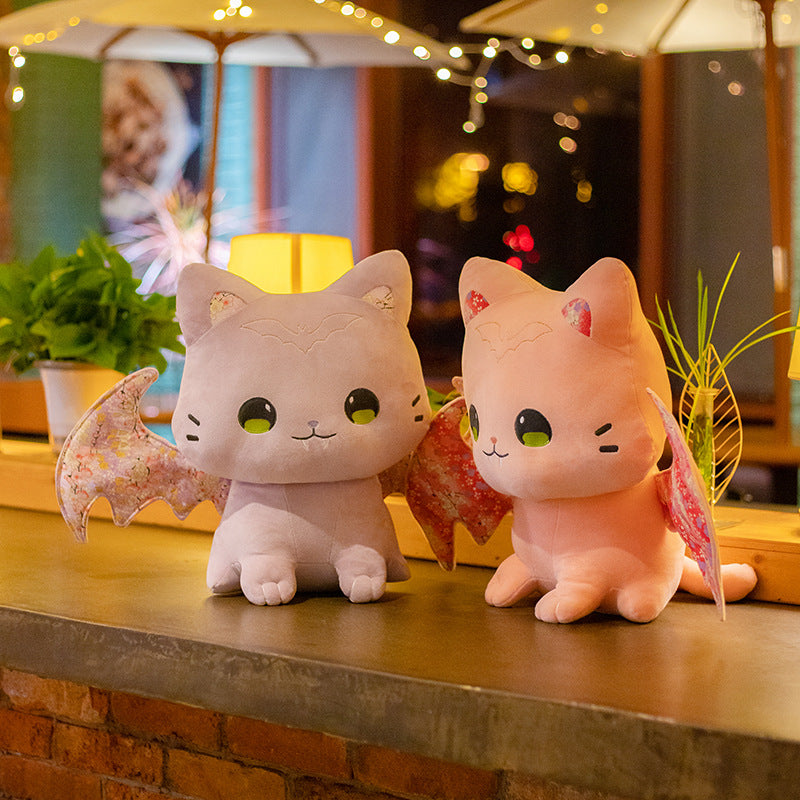 Luna & Solis the Kawaii Sakura Cats with Wings Plushies-Enchanted peach