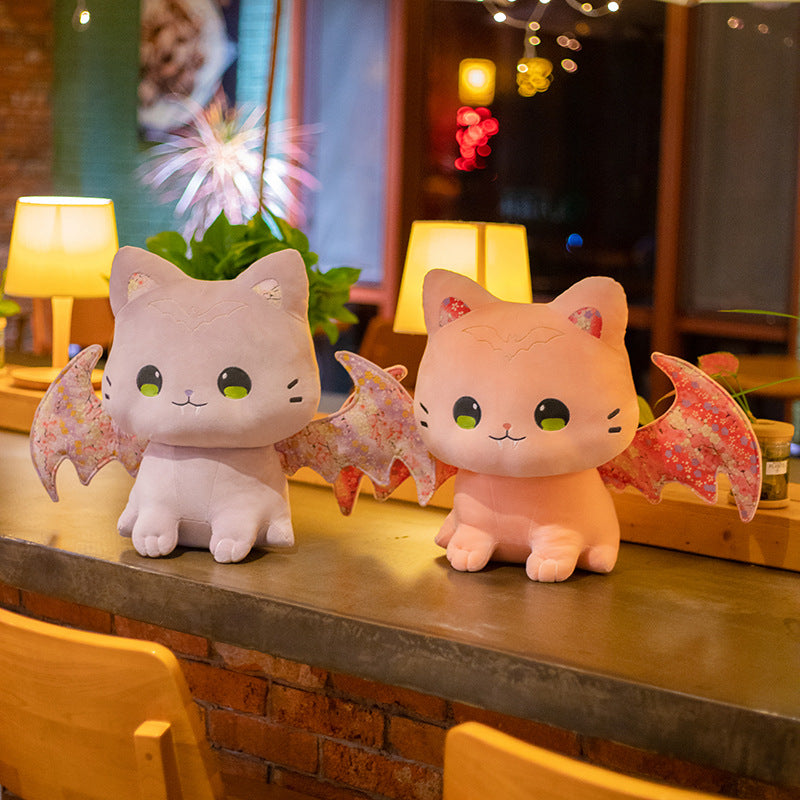 Luna & Solis the Kawaii Sakura Cats with Wings Plushies-Enchanted peach