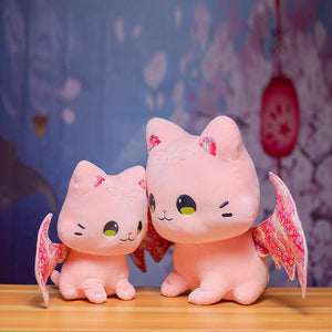 Luna & Solis the Kawaii Sakura Cats with Wings Plushies-Enchanted peach